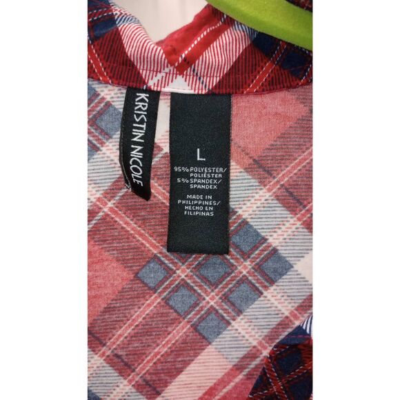 Kristin Nicole plaid, lightweight, button down nightgown. Size large - Picture 4 of 4